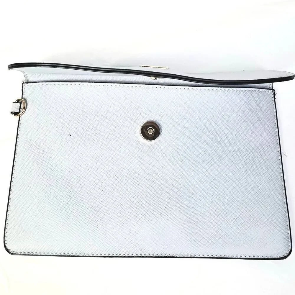 Francesca’s White Faux Leather Clutch Purse 10x7